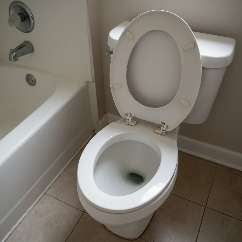 After: spotless white toilet bowl fully restored by Deep Care